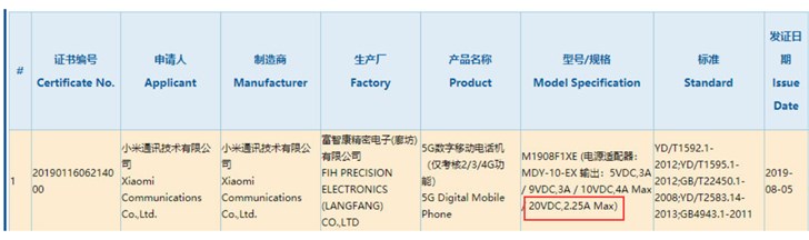 小米5G手机通过3C认证：支持45W快充